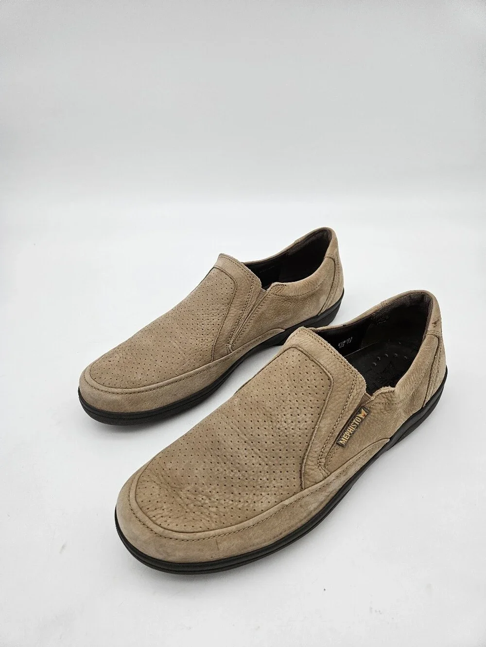 Mephisto Adelio  Men Beige Nubuck Perforated Moc Toe Loafers 13 made in Portugal